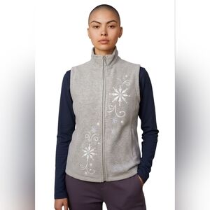 Stylish Gray Women's Vest with Embroidery Size M